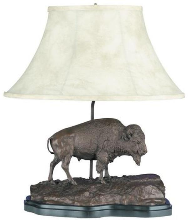 Primary image for Sculpture Table Lamp Buffalo American West Southwestern Hand Painted OK Casting