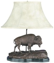 Sculpture Table Lamp Buffalo American West Southwestern Hand Painted OK Casting - £513.26 GBP