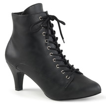 Sexy 3&quot; Heel Black Matte Front Lace Up Ankle High Boots Pleaser DIV1020/BPU - £67.51 GBP