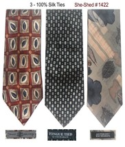 Three Ties Isaac Zelcer, Tongue Tied, Anthony Richards 100% Silk Neckties - £11.80 GBP