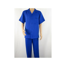 Men 2pc Walking Leisure Suit Short Sleeves By DREAMS 256-21 Solid Royal Blue image 7