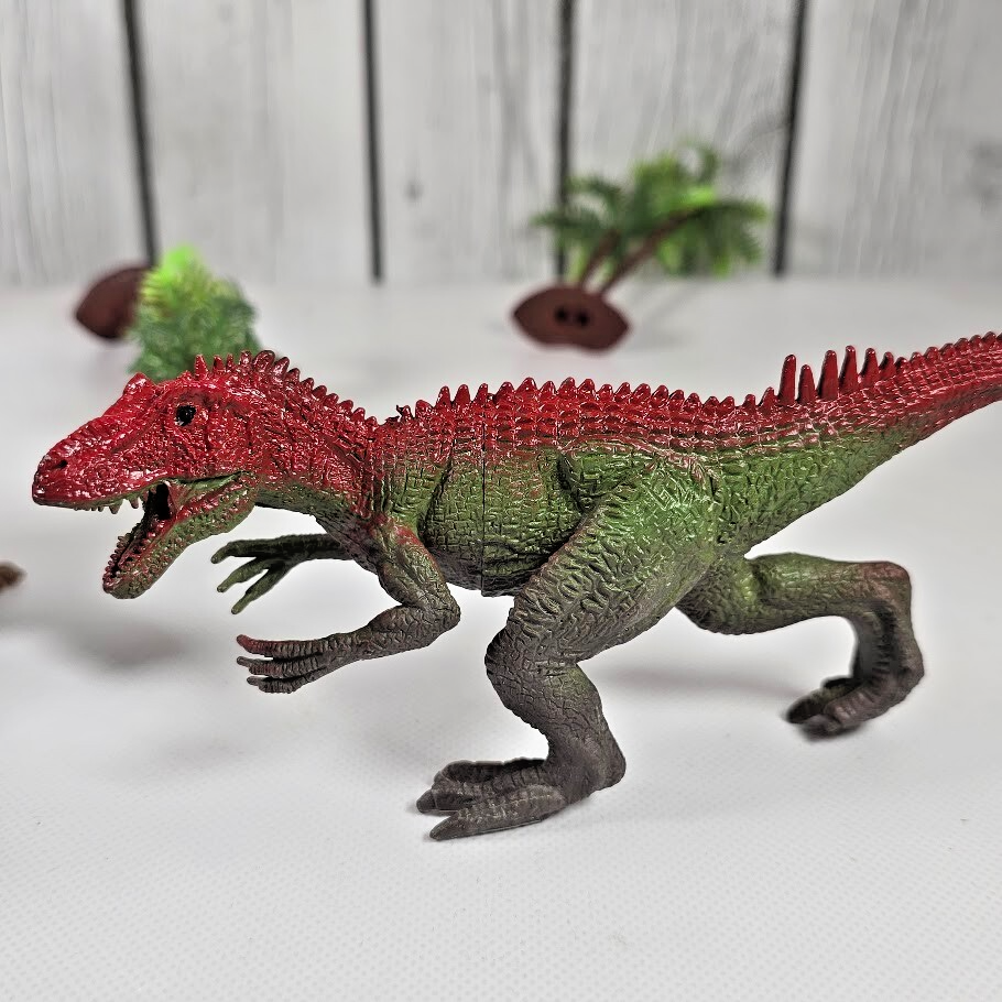 Dinosaur Toy Lot of 9 Figures with 6 Trees Plastic Prehistoric Play Set Jungle Item image 11