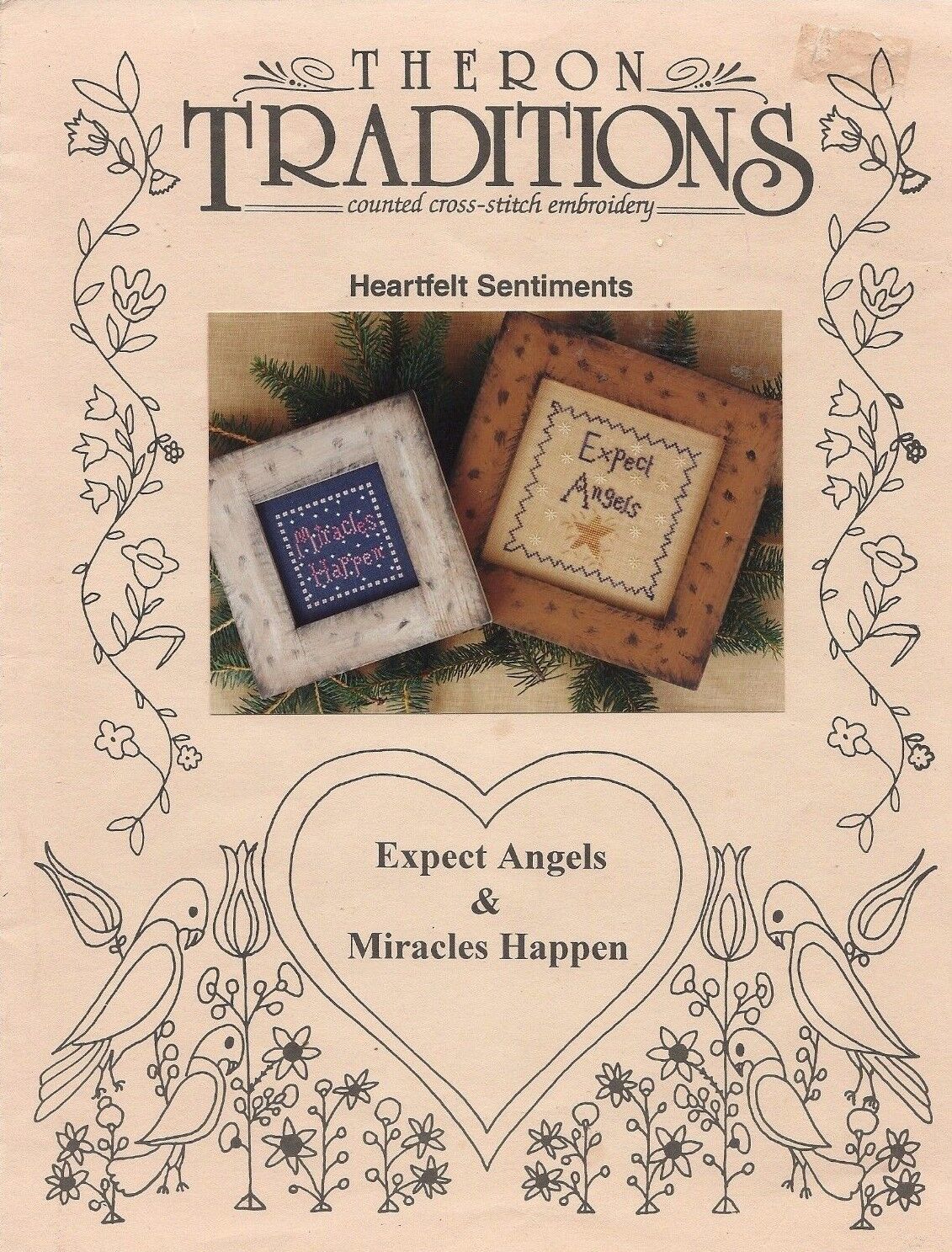 Theron Traditions Heartfelt Sentiments Vintage Counted Cross Stitch Pattern - $4.90