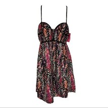 Xhiliration Corset Dress Abstract Feather Pink Black Multi Size Medium NWT - £11.34 GBP