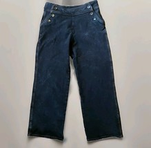 TravelSmith Wide Leg Sailor Pants Womens Sz 8 Petite Black Baggy Denim T... - $45.95 CAD