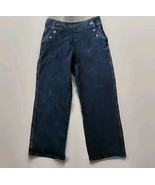 TravelSmith Wide Leg Sailor Pants Womens Sz 8 Petite Black Baggy Denim T... - $45.92 CAD