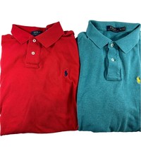 Polo Ralph Lauren Lot 2 Shirts Mens Size XL Red Custom Fit Green Regular Cotton - £22.49 GBP