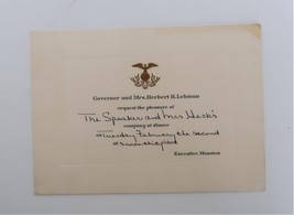 Vtg Governor Herbert Lehman Oswald Heck Rare Politcal Dinner Invitation ... - $14.99