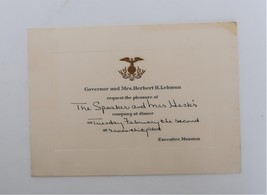 Vtg Governor Herbert Lehman Oswald Heck Rare Politcal Dinner Invitation ... - £11.94 GBP