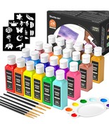 Shuttle Art 24 Colors Fabric Paint 60ml/2oz Bottles Permanent Soft Fabri... - $44.77