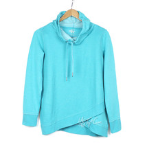 NWT CK Calvin Klein Women Cowl Funnel Neck Bright Blue Waffle Pullover S... - $39.99