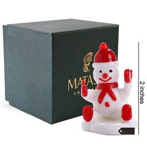 Matashi Murano Christmas Winter Decorative Glass Snowman Figurine,Christmas Gift - £10.44 GBP