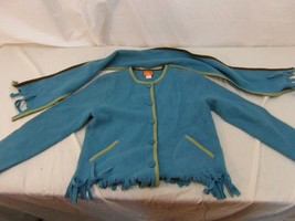 Adult Women&#39;s Hearts Of Palm Blue Brown 100% Wool Sweatshirt Scarf Combo... - $18.62