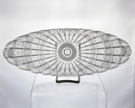RTG Bohemia Crystal Queens Lace Cut Large Oval Tray, Vintage Tengler 18 x 6.75&quot; - £155.87 GBP