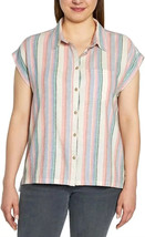 Orvis Women&#39;s Plus Size XXL Striped Linen Blend Button Short Sleeve Top NWT - £8.34 GBP