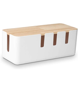 Cable Management Box by Baskiss, 12X5X4.5 Inches, Wood Lid, Cord Organiz... - £18.63 GBP