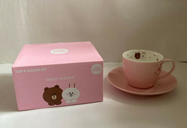 LINE Friends Sweet Blossom Licensed CONY BROWN New Bone Tea Cup w Saucer... - $32.99