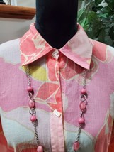 JH. Collectibles Women&#39;s Pink Cotton Collared Long Sleeve Button Down Shirt 1X - £20.78 GBP