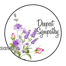 30 DEEPEST SYMPATHY ENVELOPE SEALS LABELS STICKERS 1.5&quot; ROUND FLORAL FLO... - $7.49