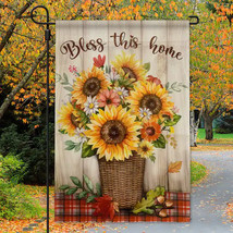 Ashland Bless this Home Sunflower Garden Flag-Single Sided,12&quot; x 18&quot; - £9.61 GBP