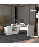 Emery L-Shaped Desk | 70&quot; Wide w/ Cabinet &amp; Shelves - €481,46 EUR