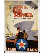 Recruitment Poster &quot;Join The Air Service&quot;, WW1 Propaganda, Good Conditio... - $372.90 MXN