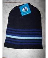 MB55 Thermalsport Mens Blue Strips Black Beanie Hat One Size (NWT) - $5.58