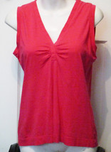 Elliott Lauren Pima Cotton Red Top Shirred Yoked Bust Womens MED Made in... - $14.24