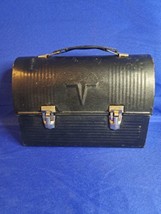 Vintage Thermos Black Metal Work School Lunch Box Lunchbox Rusty Prop Display - £29.45 GBP