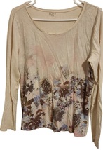Ann Taylor Loft Women&#39;s Tan Floral Long Sleeve T-Shirt - Size L - £11.15 GBP