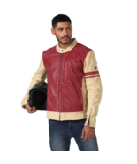Royal Enfield AIRBORNE MEN&#39;S JACKET - ECRU &amp; RED - $239.99