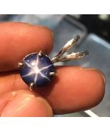 Round Blue Star Sapphire Pendant 925 Solid Sterling Silver Handmade Pend... - £43.85 GBP