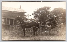 Old Man And Woman Horse And Buggy Homestead Windmill RPPC Photo Postcard T21 - £11.95 GBP