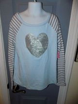 Isaac Mizrahi New York Blue/White/Gray W/ Sequin Heart Size 10/12 Girl&#39;s New - £14.58 GBP