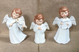Vintage Ardco Angel Figurine Trio Set Hand Painted Choir Violin Playing Praying - £35.66 GBP