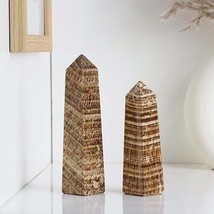 5Pcs Set Large Aragonite Crystal Tower 4 Faceted Obelisk Point Crystal Gift - £63.52 GBP