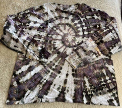 Gildan Men’s Purple Black Grey Spiral Tie Dye Long Sleeve Shirt 2XL XXL - £19.52 GBP
