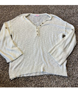 CDM women&#39;s open knit cream ivory sweater relaxed fit oversized 1/4 butt... - £15.05 GBP