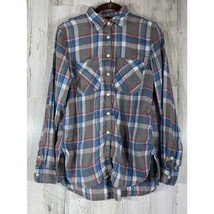 Denim &amp; Supply Ralph Lauren Womens Shirt Medium Utility Gray Plaid Linen Blend - £22.95 GBP