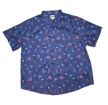 Saddlebred 2X Blue Floral Short Sleeve Button-Up Shirt - $20.57