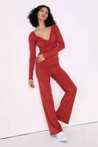 Lulus Sunday Snuggles Rusty Rose Ribbed Long Sleeve Lounge Jumpsuit, Size - $39.60