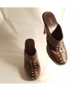 Fioni Womens Brown Leather Studded  4 inch Clogs Size 6.5 - £13.57 GBP