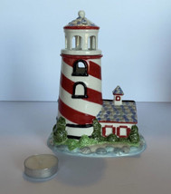 Avon Decorative Illuminated White Red Lighthouse Ceramic Nautical Beach  New H03 - $17.82