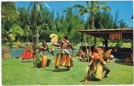 Postcard Fijians Spear Meke Dance Lagoon Polynesian Cultural Center Laie Hawaii - £3.15 GBP