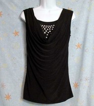 New Sz S Jason Maxwell Womens Black Slinky Sexy Sleeveless Dressy Top Bl... - £10.32 GBP
