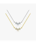 Basic Simple Style Flower Sterling Silver Inlay Zircon Pendant Necklace ... - $43.01 CAD
