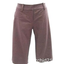 Cache Brown Sparkle Linen Blend Short Pant New Stretch City Bermuda $88 NWT - $35.20