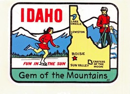 Idaho State Map-Fun in The Sun-Decal + Original Cellophane Not a Repro ]... - $10.25