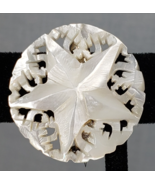 Vintage Round Mother of Pearl Star of Bethlehem Brooch/Pin, Signed BETH-... - $38.47