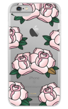 Hard Clear Case FLAVR Pink Roses iPlate For iPhone 6 6s 7 Floral Hand Draft Art - £6.30 GBP